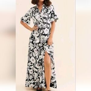 MAEVE Anthropologie Floral Maxi Shirt Dress XS